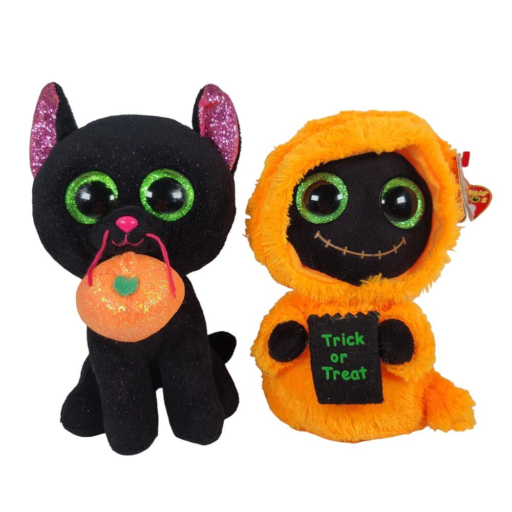 Ty Beanie Boos Potion Cat & Seeker Halloween Plush Set Stuffed Animals